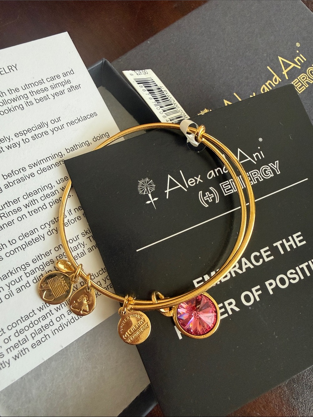 ✨NIB✨ ALEX + ANI October Birthstone Charm Bangle, Gold bracelet with Pink stone